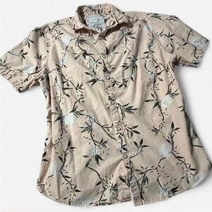 Denim & Flower Beige Floral Men's Shirt, Sz XL